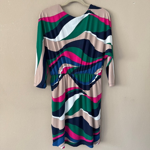 NWT TRINA TURK Trina Birch Dress Multi V-Neck Dolman Sleeve Size L - Picture 5 of 9